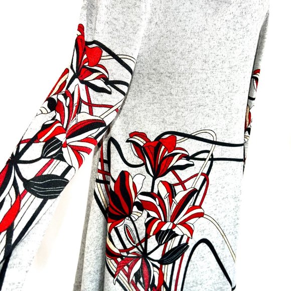 NWT Orange Fashion Village Gray Asymmetric Flower Sweater Dress Tunic S/M - Picture 8 of 9